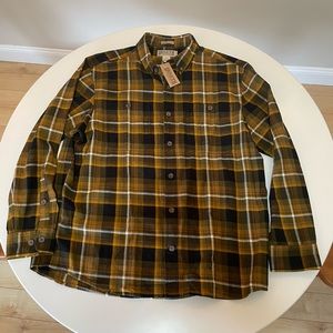 Men's Free Swingin' Flannel Untucked Shirt - Marsh Olive Plaid - Mens size large